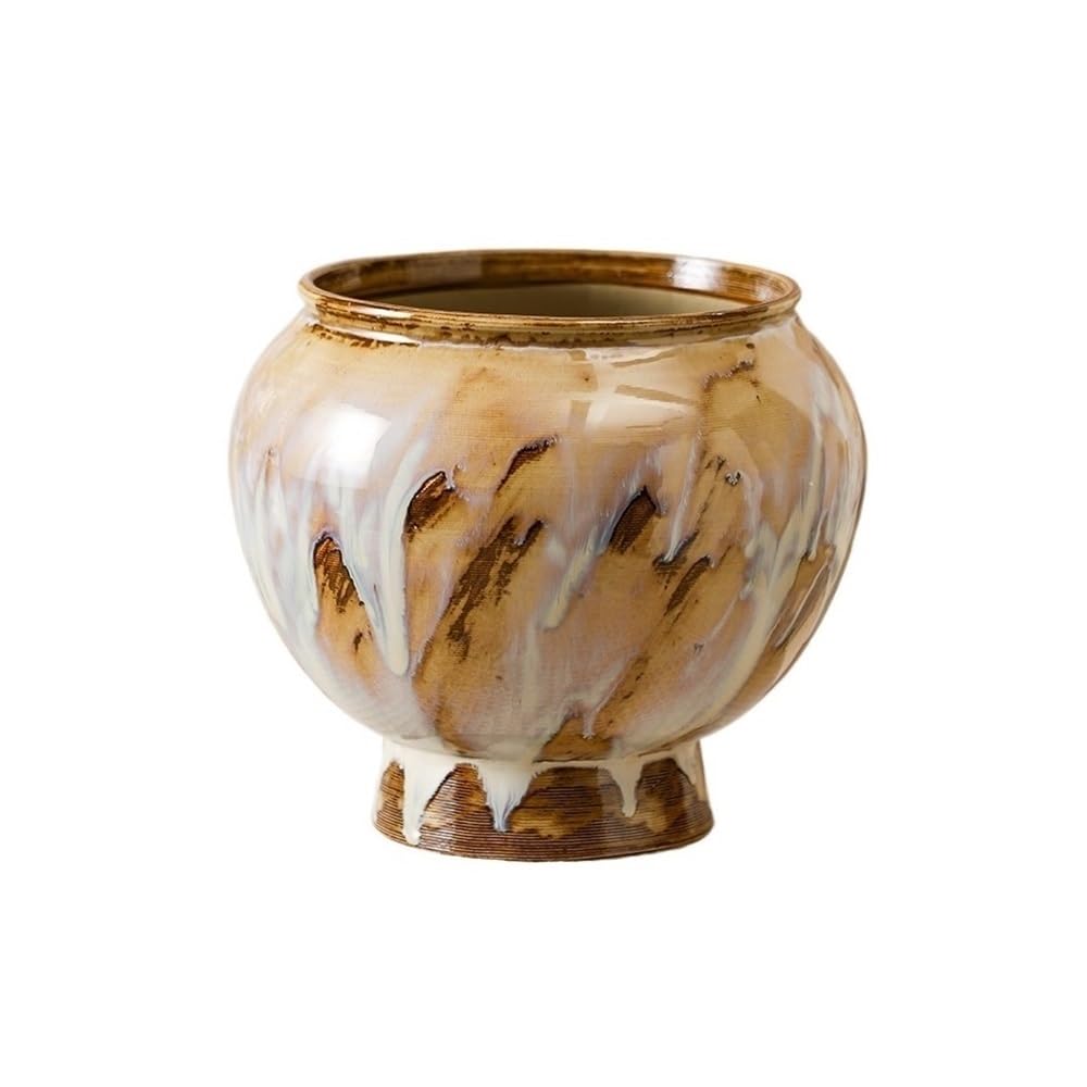 Kx9lb8d Orange Flower Planters Household Retro Chinese Flow Glaze Tall Planter Green Plant Pot Living Room Ornament