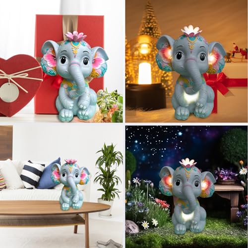 Solar-Garden-Outdoor-Statue-Elephant-with-4-LED-LightsLawn-Decor-Statue-for-Patio-BalconyYard-OrnamentIdeal-Gift-for-ChristmasWomenMomGrandmaBirthday-or-Unique-Housewarming Solar Garden Outdoor Statue Elephant with 4 LED LightsLawn Decor Statue for Patio BalconyYard OrnamentIdeal Gift for ChristmasWomenMomGrandmaBirthday or Unique Housewarming