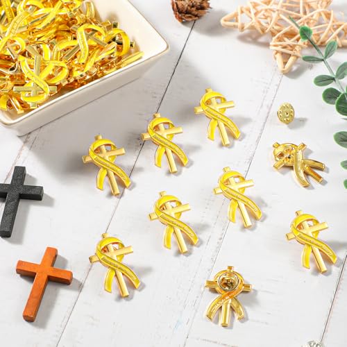 Image of Misdary Funeral Favors for Guests Funeral Memorial Pin Cross Ribbons Forever in Our Hearts Lapel Brooch Pin for Religious Christian Celebration of Life Mourning Remembrance Day