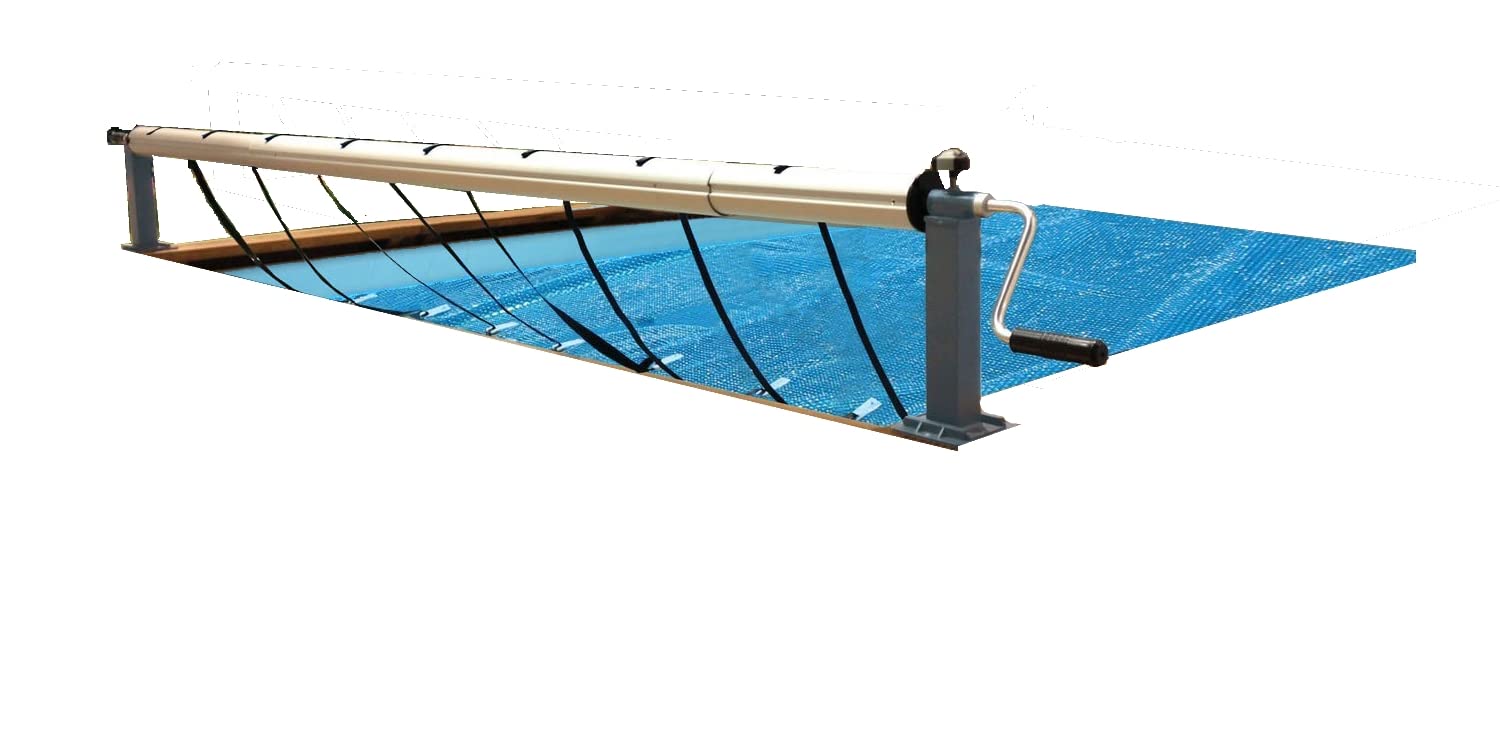 Interline Manueller Aufroller für Holz Pool (max. Breite 5.50 m) Sommer/Solar Abdeckungen, Grau