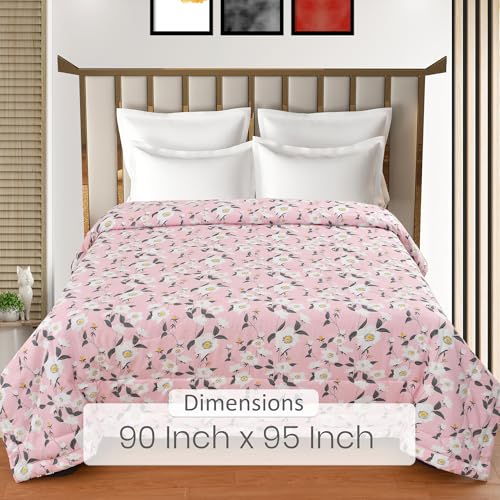 Image of FRESH FROM LOOM Microfiber All Seasons Collection Micro Fiber Comforter | Dohar | Quit | Double Bed | Double Weaved | Washable | Hypoallergenic Skin Friendly (Misty-Rose | 90x95 inch)