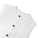 Girls Sleeveless Button Down Sweater Vest Crew Neck Knit School Uniform Cardigan Tank Top, 13-14Y, White
