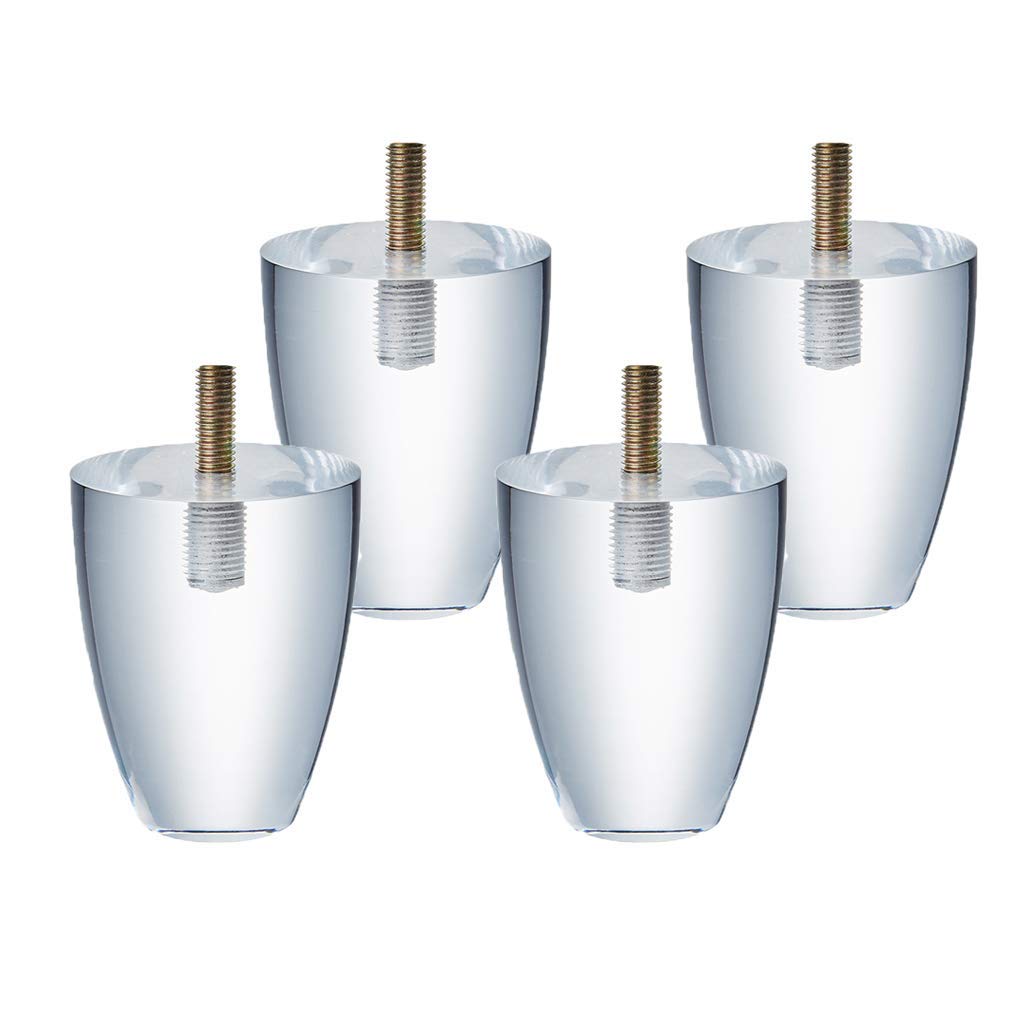 SBTXHJWCGLD Acrylic Furniture Legs Sofa Cupboard Furniture Legs Feet Clear Glass DIY Replacement Feet for Bookcase Table Cabinet Coffee Tea Bar Stool Chair Feet,4 Pcs