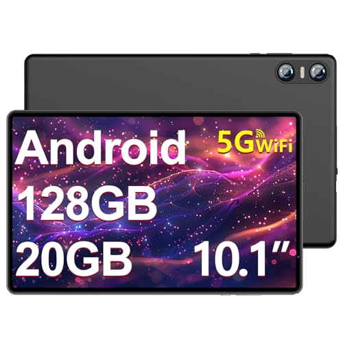 Biegedy Tablet Android 14 Octa-Core 10 Pollici, 20GB RAM+128GB ROM (1TB TF), 5G/2.4G WiFi 6, Widevine L1/6000mAh/GMS/Bluetooth 5.0/5+8MP, Tablet con Custodia Protettiva- Nero