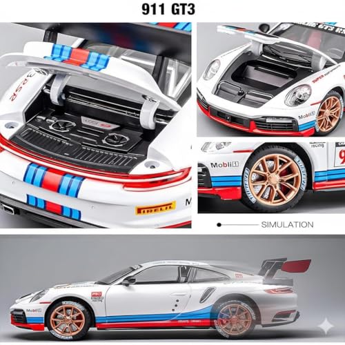 Image of Galaxy Hi-Tech Matini Porscche 911 GT3 RSR Turbo S 1:32 Scale Model Car Exclusive Alloy Metal Pull Back Die-cast Metal Toy car with Openable Doors Light Music Gifts Toys Kids【Colors as Per Stock】