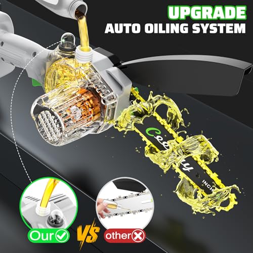 CEEPUY Mini Chainsaw Cordless,6 Inch Portable Electric Chainsaw with Automatic Oiler/Security Lock/Battery Powered Small Handheld Saw for Trees Branches Trimming,Wood Cutting, Gifts for Men Women