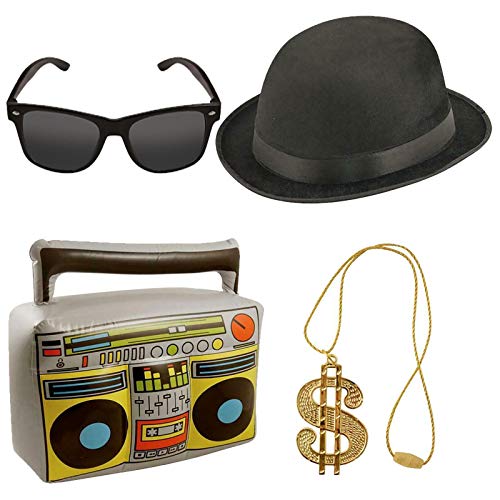 Spinbit Unisex 80s Hip Hop Dance Party Props Set Adult Gangster Rapper Costume AccessoryOne Size