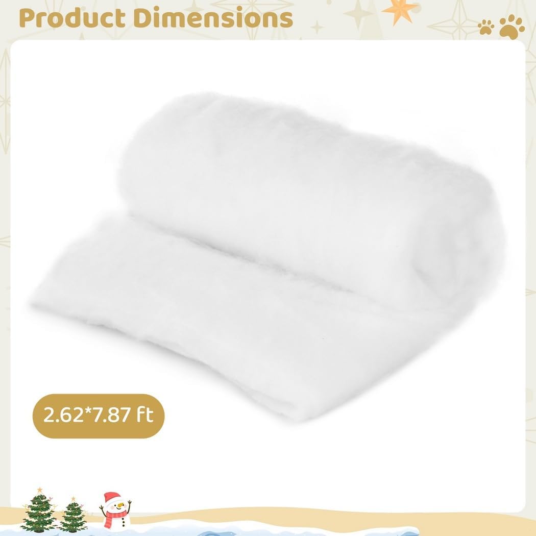 Artificial Snow Roll Blanket for Christmas Tree Display, Winter Scene Decoration for Indoor Outdoor Table and Home Decor