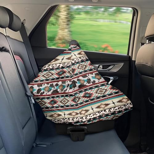 Image of Southwest Hippie Tribal Softy Car Seat Canopy for Babies Stretchy Nursing Cover Muti Use Cover for Shopping Cart,Car Seat,High Chair,Stroller