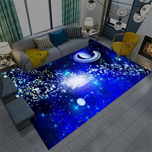 Star Galaxy Teppich, Wohnzimmerteppich Universum Planet Blau Lila Kinderteppich Junge Mädchen...