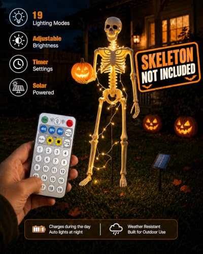 Halloween Skeleton Stand Kit & Solar String Lights,【Skeleton Not Included】 - image 5