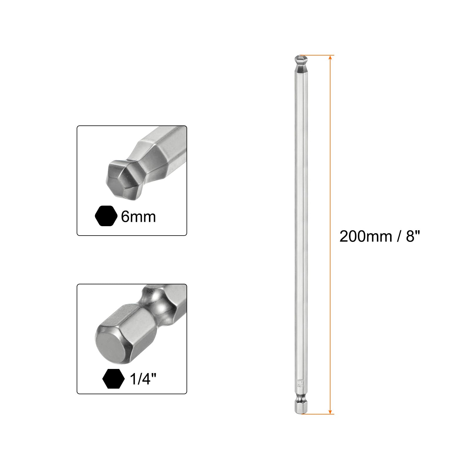 Sourcing Map – 2x H5 Kugelkopf-Schraubendreher-Bits, 5 Mm, Magnetisch, 13 Cm Lang, Aus Robustem S2-Stahl