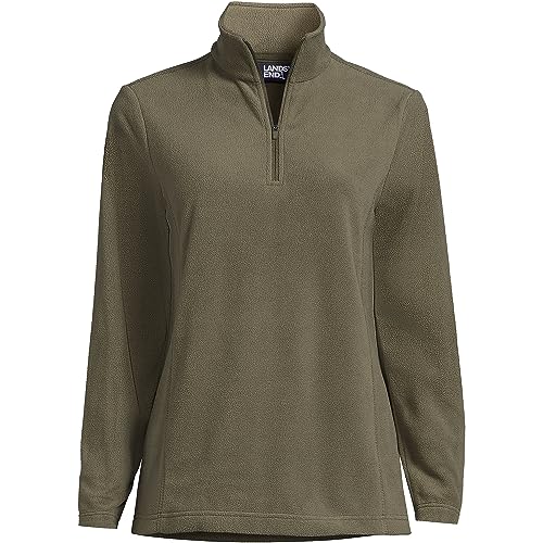 Lands' End Womens Quarter Zip Fleece Pullover Forest Moss Tall Large3