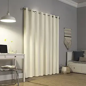 linenaffairs Room Darkening Blackout Curtain Door - 7 FeetSet of 2 | Thermal Insulated Heavy Polyester Solid Curtain | Color Ivory