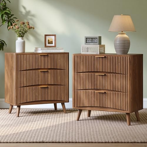 Image of Evermagin 31.5 inch W Oversized Nightstands Set of 2 with 3 Drawers