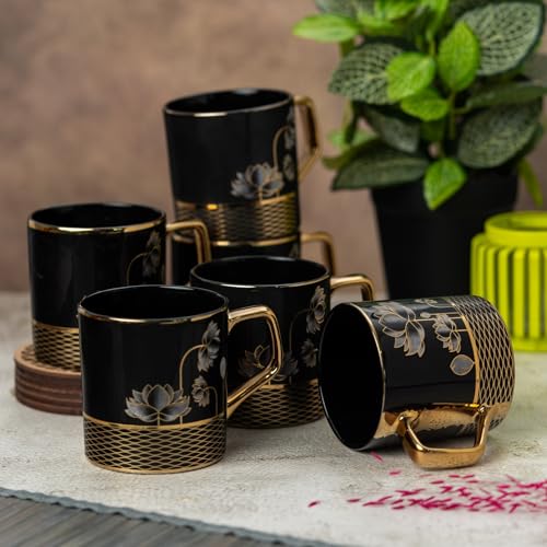Image of Clay Craft Fine Ceramic Director Coffee Mug Set of 6-215 Ml Each, Mugs for Coffee, Cups Set, Ideal for Gifting, Perfect for Home & Office, Elegant Ceramic Tea Cup Set (E618)