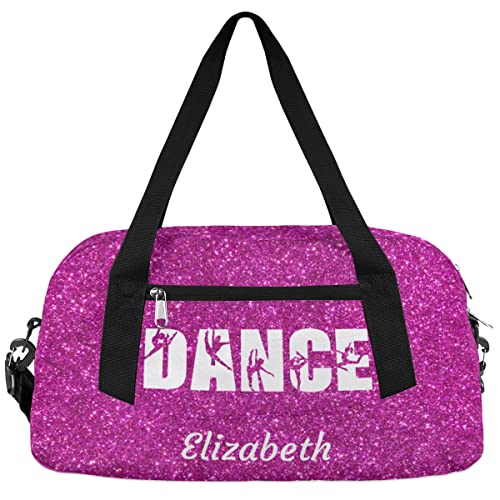 Personalized Kids Gym Bag, Custom Sport Duffel Bag, Dance Bag Weekender Bags Travel Duffel Bag for Boy & Girl Dance Glitter Purple