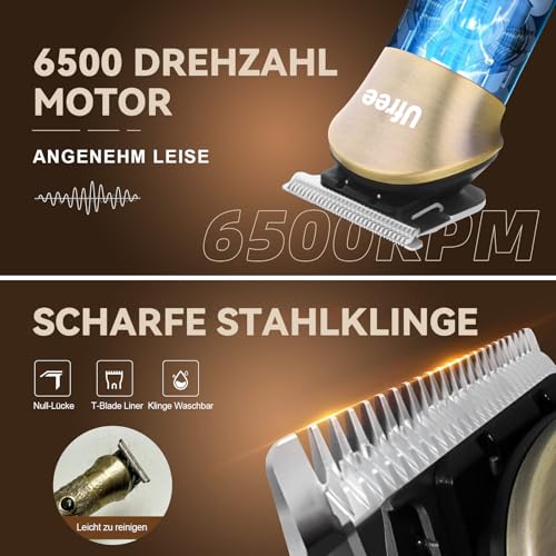 Ufree Haarschneidemaschine Profi Barttrimmer Haartrimmer Herren, 7 in 1 Bartschneider Haarschneider Rasierer Herren Elektrisch, Langhaarschneider Trimmer, Geburtstagsgeschenk für Männer 4