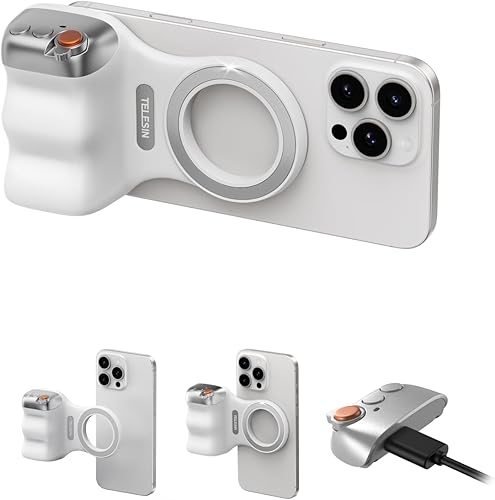 TELESIN Empuñadura magnética para cámara de teléfono para iPhone/Android Fun Shot con control remoto de obturador inalámbrico desmontable -