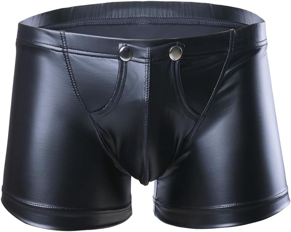iiniim Mens 4Pcs Sexy Waiter Cosplay Costume for Nightclub Faux Leather Shorts with Collar Cuffs
