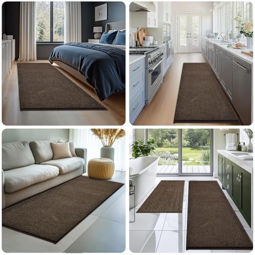 Image of Washable Runner Rug 24 inch x 96 inch Rectangular, Non Slip Absorbent Indoor Entryway Rug for Floor, Laundry, Hallway, Bedroom (Roll Packing)