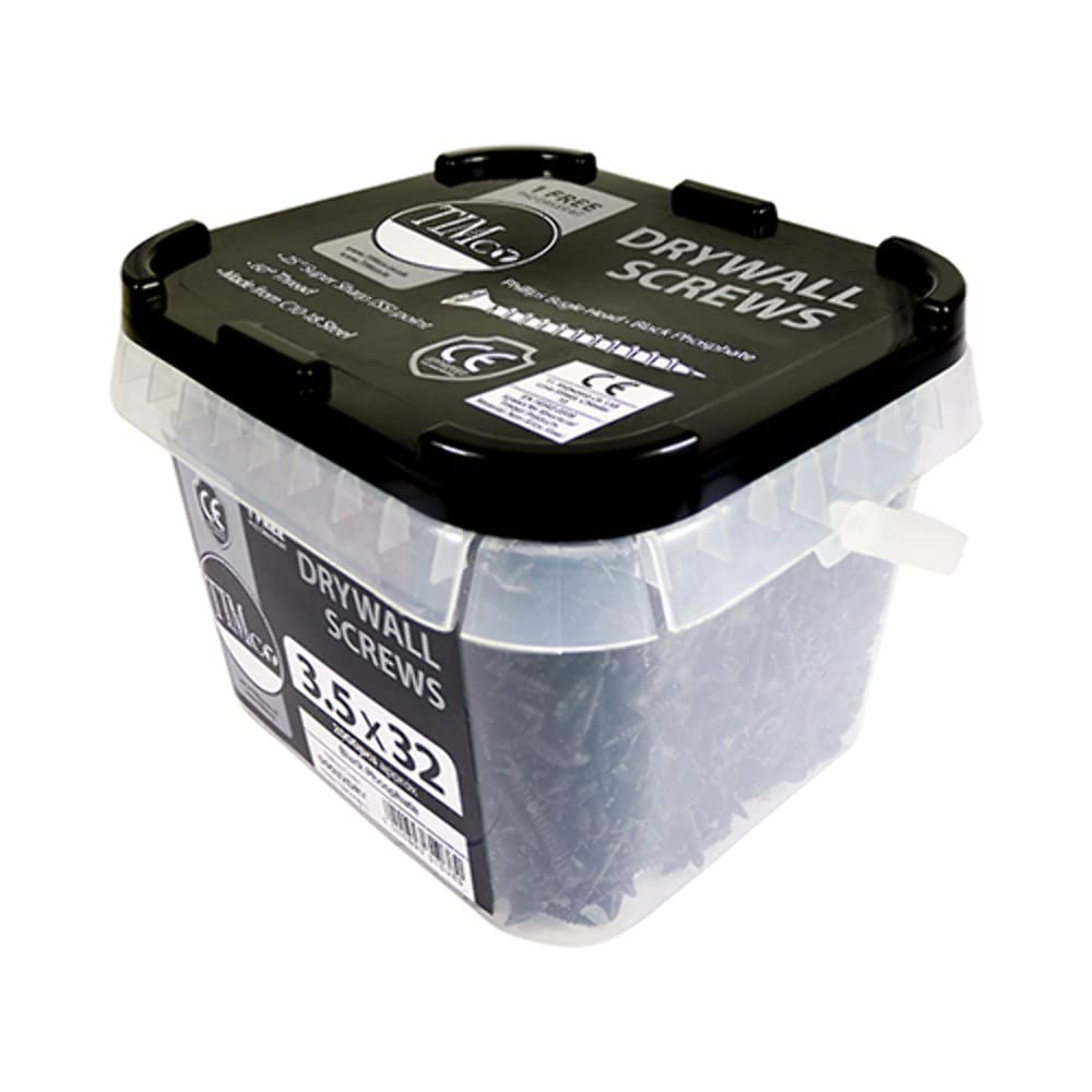 Timco 00032Dryct Coarse Drywall Screw P2 Black 3.5 X 32Mm Tub Of 2,000 5055893310403