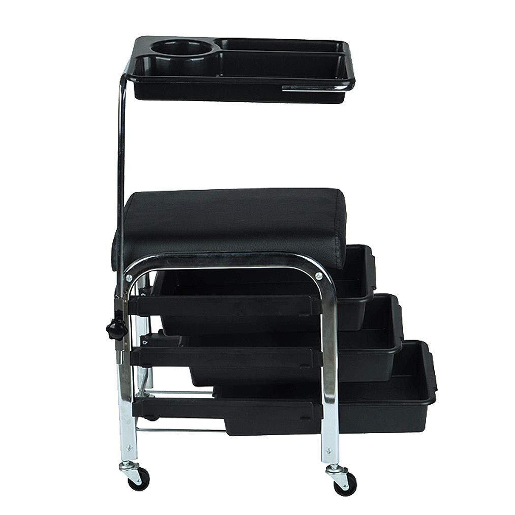 Chariot de Coiffure, Salon de Coiffure Mobile Salon de Coiffure beauté Chariot de manucure Ongles Outil de Cheveux Chariot Chaise pédicure Tabouret Table (Noir, Blanc)