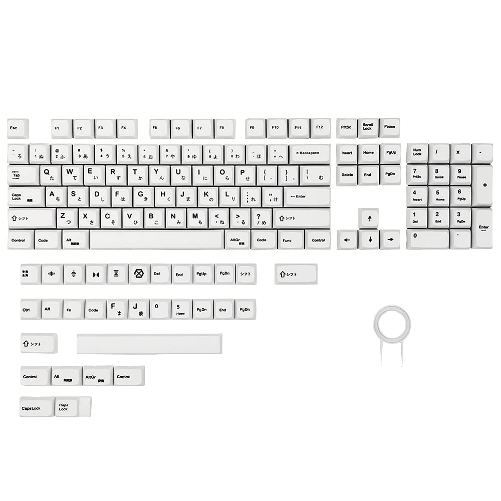 YXK Custom Keycaps, PBT 135 Keys Japanese Keycaps White Theme Minimalist Style, XDA Profile Dye-Sub ANSI Layout Keycap Suitable for Mechanical Gaming Keyboard Gateron Kailh Cherry MX Switches