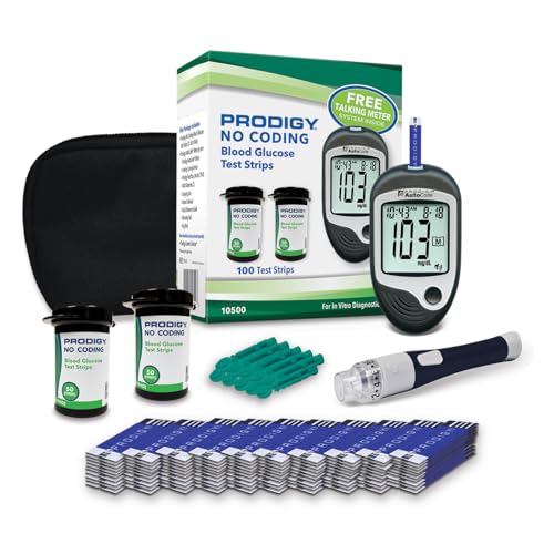 PRODIGY 10500 100ct Test Strips with Autocode Talking Meter Starter Kit, Online Version of 75050