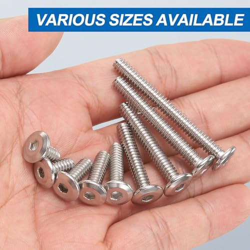 Tornillo de cabeza plana hexagonal de 3/16-24 x 1-1/2" en acero inoxidable 304 plateado 5