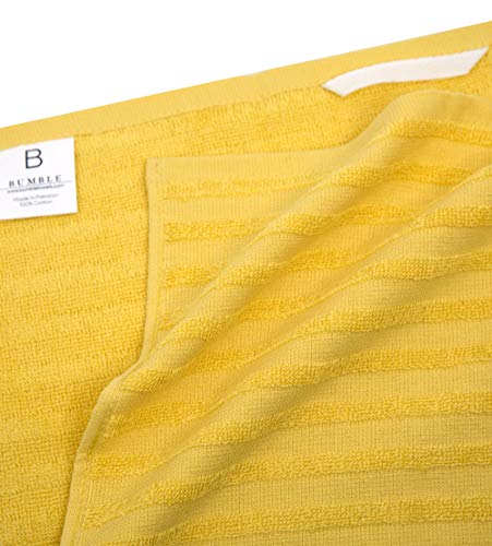 Image of Premium Kitchen Towels (20 inchx 28 inch, 6 Pack) | Large Cotton Dish Towels | Flat & Terry Highly Absorbent Kitchen Linen Set with Hanging Loop | Yellow Striped