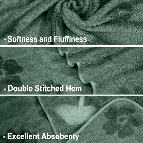 Image of Cortina Jacquard Towels for Bath 70 x 140 cm- 380 GSM Microfiber Bath Towels, Ultra Soft, Highly Absorbent & Quick Dry for Gym, Beach & Bathroom Towels for Men, Women & Kids Color : Dark Green
