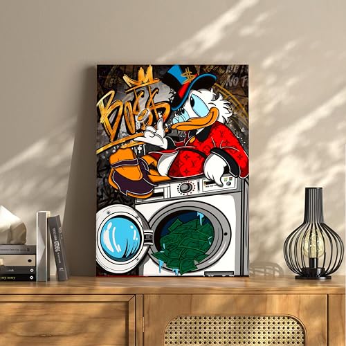 Image of Modern Graffiti Duck Pop Art Canvas Wall Art Painting For Living Room | Colourful Urban Style Wall Art Painting | Contemporary Home & Office Decor, 41x56 cm