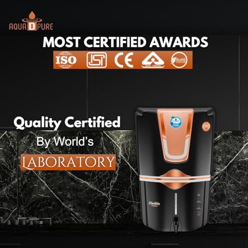 Image of AQUA D PURE 4x Technology with Copper Purification, 10 Stage RO Water Purifier with UV, UF, TDS Adjuster and 12 Liter Storage Tank, Best for Home and Offices (S92 Covered Copper RO)