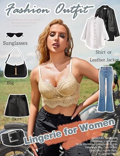 Image of Avidlove Lace Bralettes for Women Y2k Strap Bustier Cami Top V Neck Camisole Lingerie