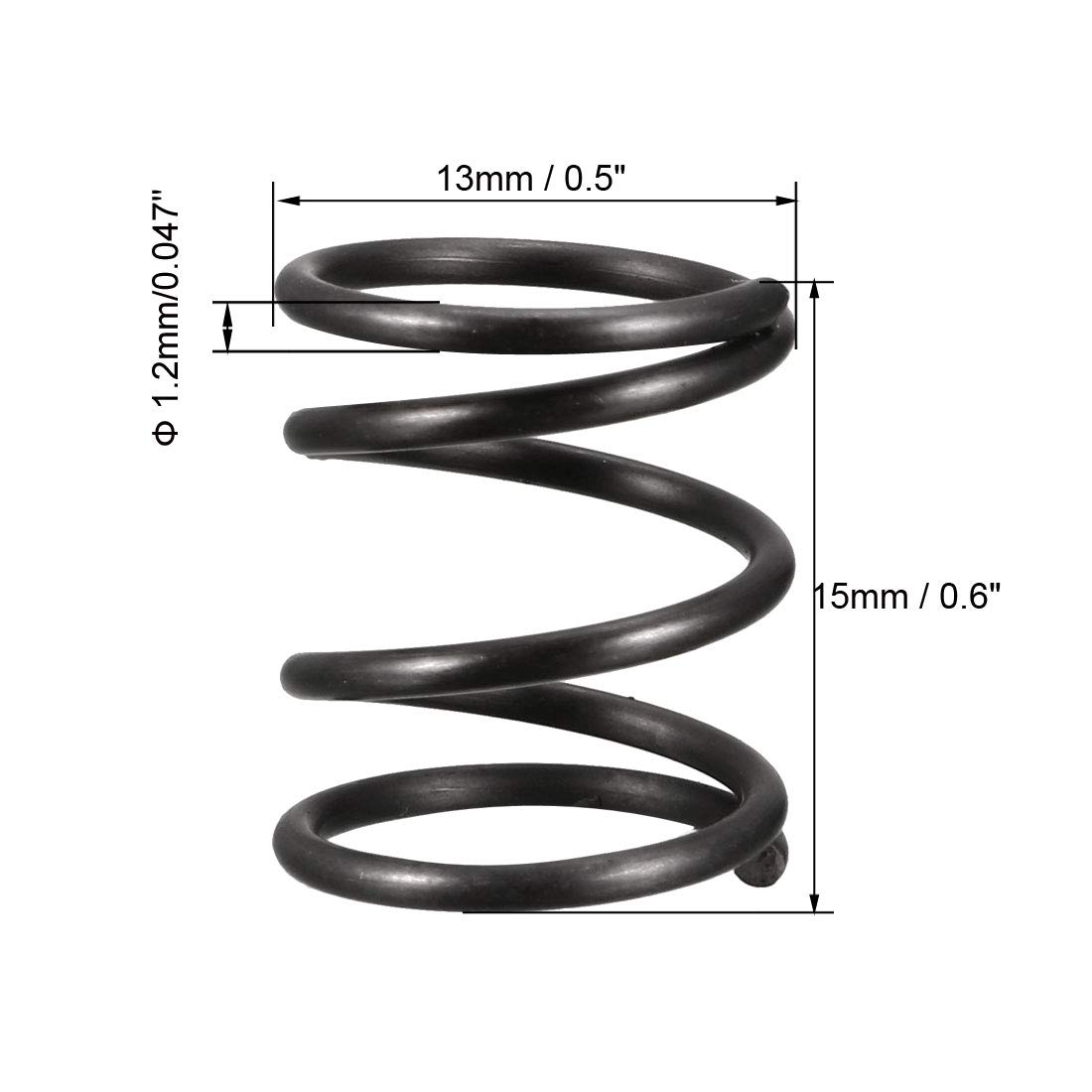 uxcell Compression Spring - 1.2mm Wire Dia, 13mm OD, 15mm Free Length Spring Steel Extension Spring,Black,10Pcs — Amazon image 2