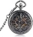 ZIMOMO Trendy Gothic Grilles Flower Case SteamSkeleton Automatisches mechanisches Geschenk Taschenuhr Kette Taschenuhr Geschenke für die Familie