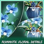 Blue Orchid Flower Building Set with Vase for Adults, Compatible with Lego Botanical Flowers, 567pcs Ideas Plant Collection Toys for Home and Office Decor, Gifts for Christmas Mother's Day