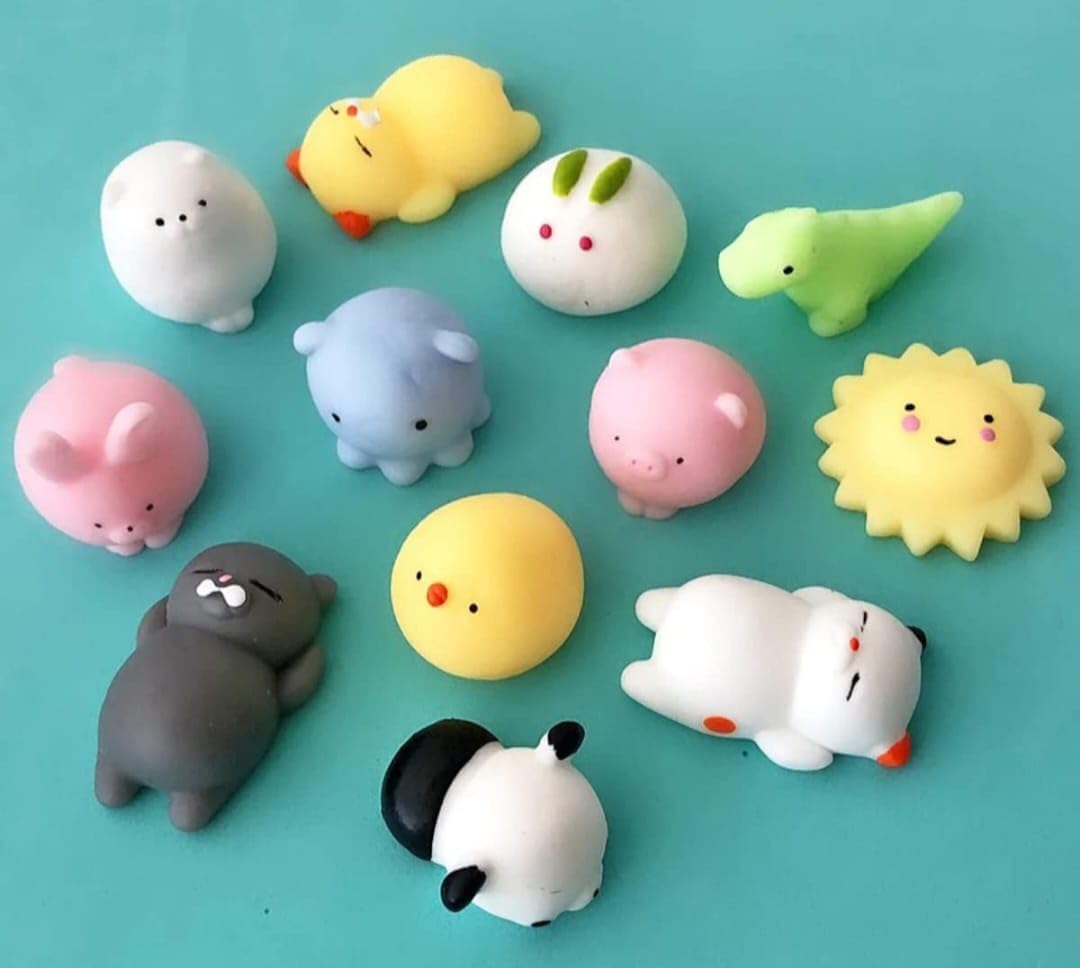 Kawaii Mochi Squishy Toys - Mini Animal Stress Relief Squishies for Kids' Birthday Party Favors (Random, 5 Pack)