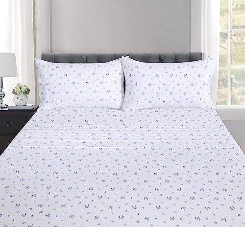 RUVANTI 100% Cotton Twin Sheets Set, 3 Pieces, Soft & Breathable Percale Weave Bedding, Deep Pocket 16", Hotel Standard, Crisp Cool Feel, Durable, Perfect Floral Bed Sheet, Phulkari