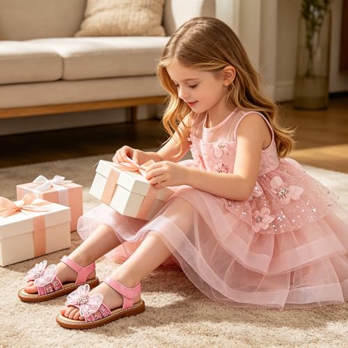 Image of Otter MOMO Girls Open Toe Princess Flat Sandals with Comfort Sole Summer Sandals