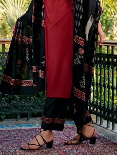 Image of Jaipuri Bunaai Women Ethnic Embroidered Kurta Set With Dupatta