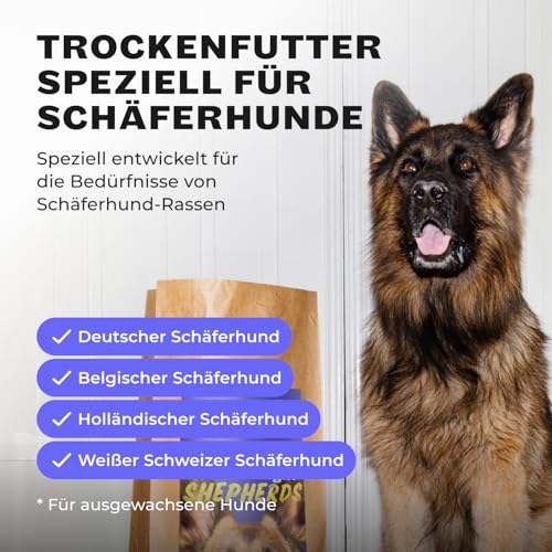 HEY HOLY Premium Trockenfutter für Schäferhunde 100% getreidefrei | 7kg Hundefutter für ausgewachsene Schäferhunde mit Ente | Hochverträglich aus natürlichen Zutaten