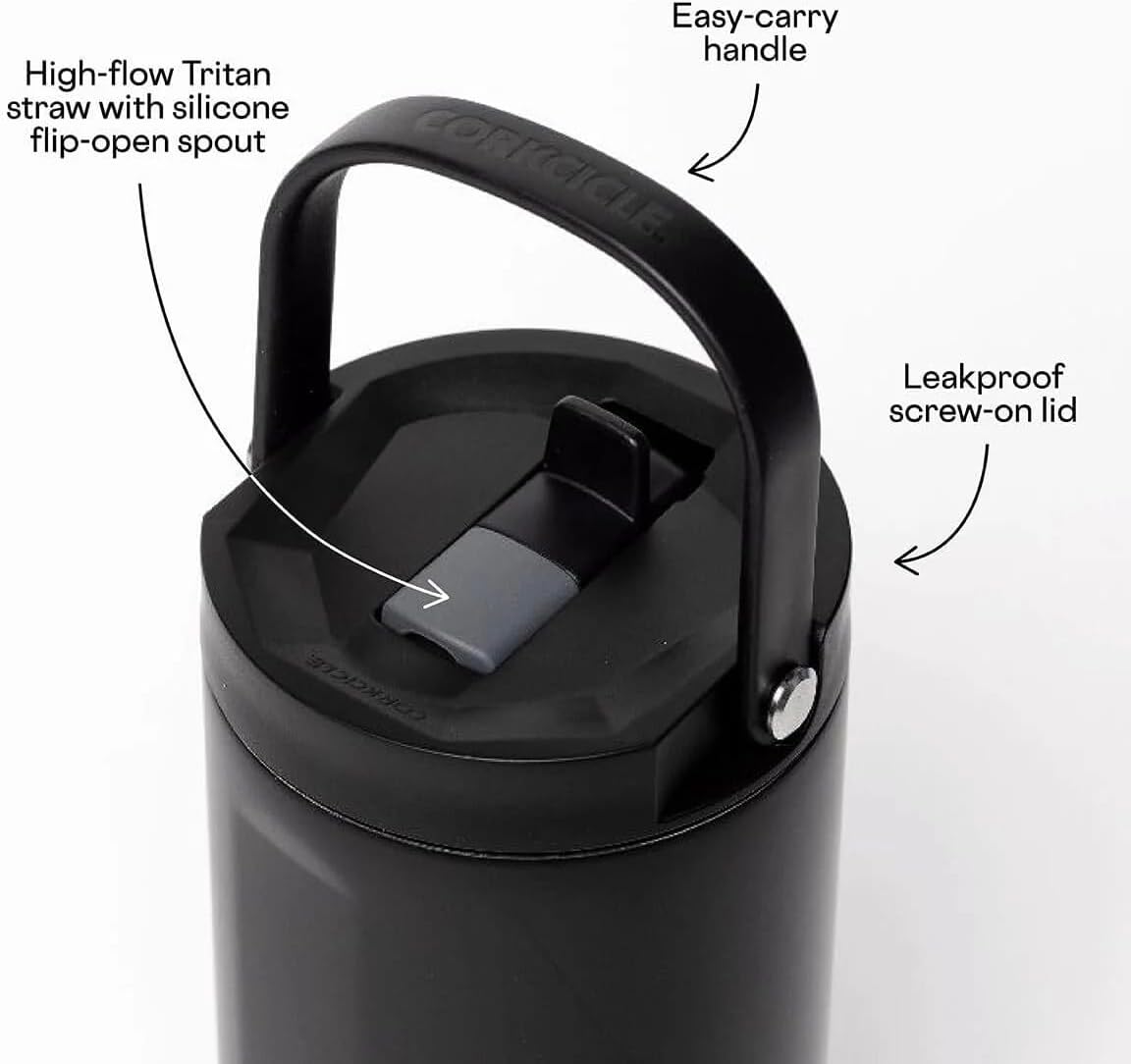 Corkcicle Go Cup XL - Leak-Proof Travel Tumbler - Triple Insulated Stainless Steel Water Bottle - Easy-Carry Handle - Summer Drinkware Gift - Keeps Drinks Ice Cold - 30 oz - Belle - Image 3