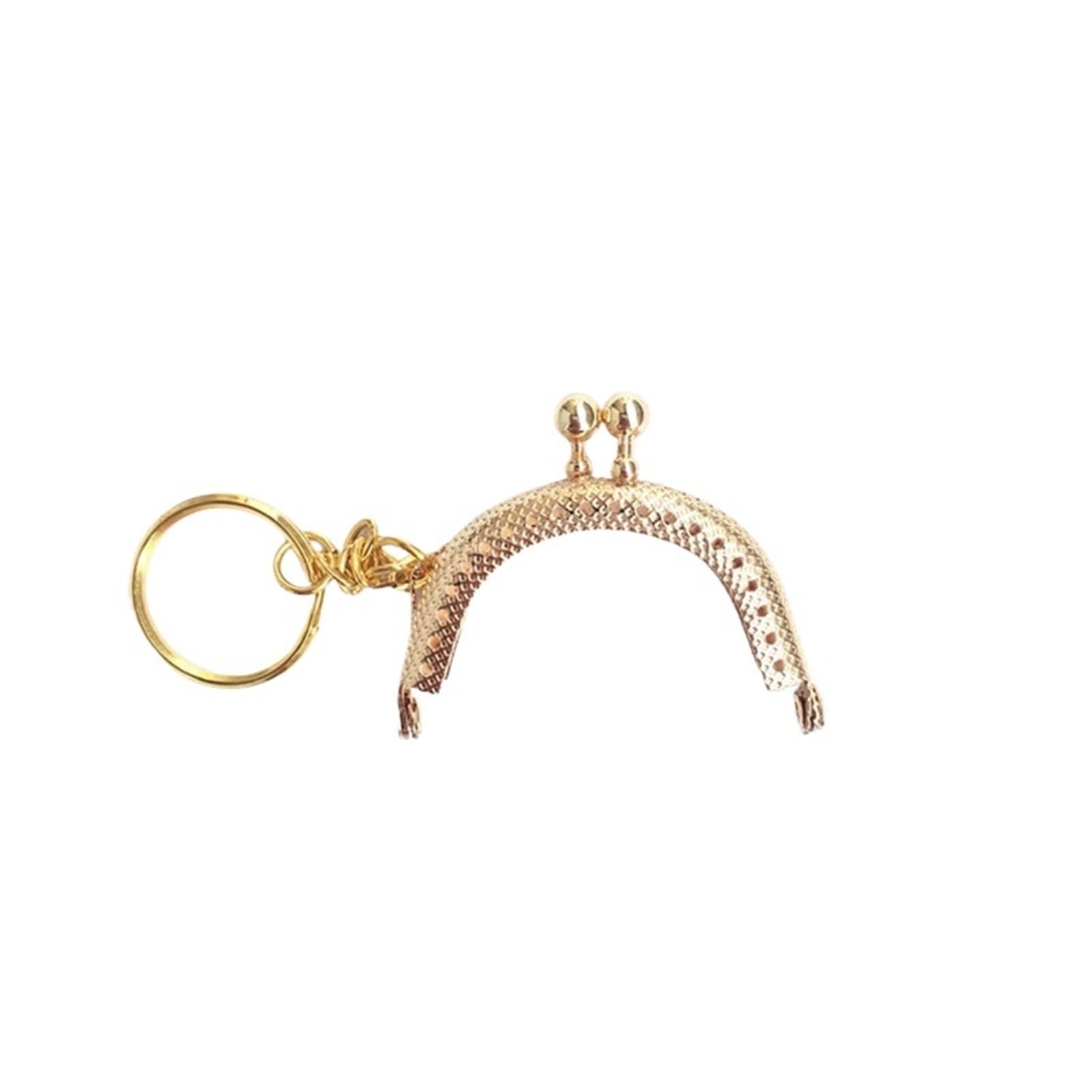 Taschenverschluss 10 Stück 5 cm Metall-Geldbörsenrahmen, Antikbronze, Münzgriff mit Schlüsselring, Kussverschluss, Taschenbeschläge for Clutch-Accessoires(Light Gold)
