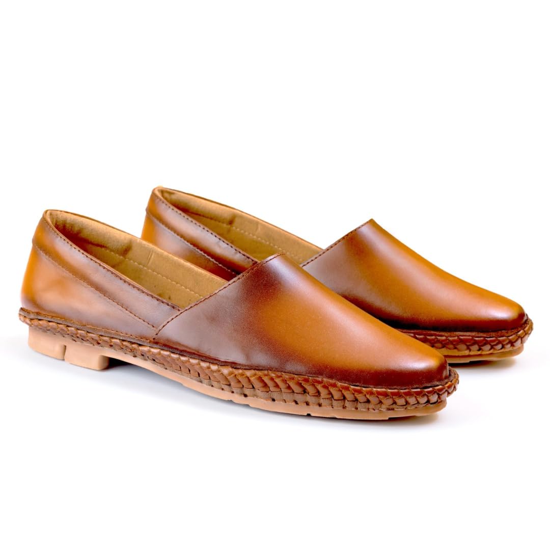 DESI HANGOVER Handmade Leather Slip-On Premium Loafer Shoes for Men | Casual-Smart | Ethnic Party | Formal Jutti TAN (B0CFL49MQR) Amazon Price History, Amazon Price Tracker