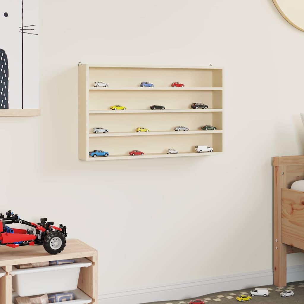 Wandregal Holz-Sammelvitrine 60×8,5×37 cm Braun Sperrholz Massiv strukturiert mit Schweberegal-Design platzsparende Bücherregal-Alternative für Wohnzimmer Büro Flur
