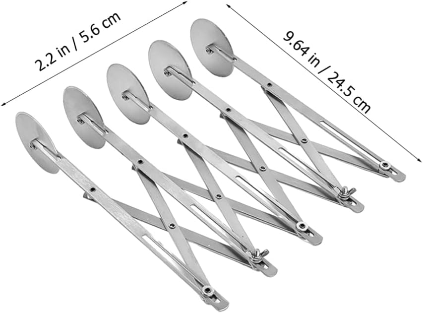 Adjustable Width Pastry Cutter 5-wheel Pizza Slicer Rolling Dough Roller Cookie Pasta Divider Lattice Cracker Slicer Stainless Steel Easy to Use