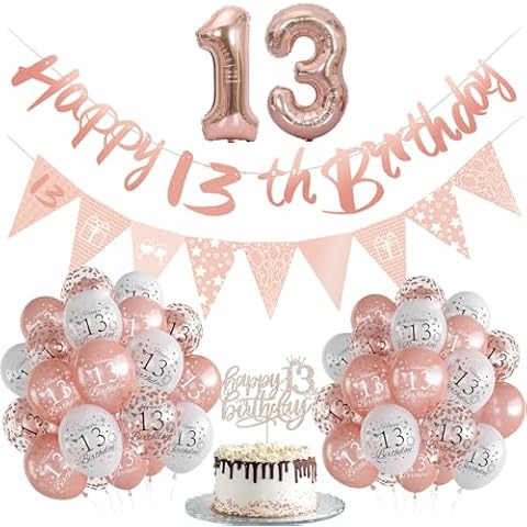Rose Gold 13th Birthday Decorations Set Cover