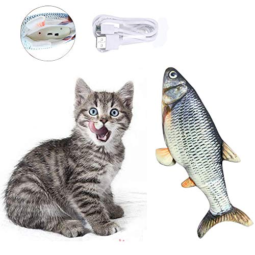 ASVEL Realistic Plush Simulation Electric Doll Dancing Fish, Funny Interactive Pets Chew Bite Supplies for Cat/Kitty/Kitten Fish Flop Cat Toy Catnip Toys - Perfect for Biting, Chewing and Kicking (A)